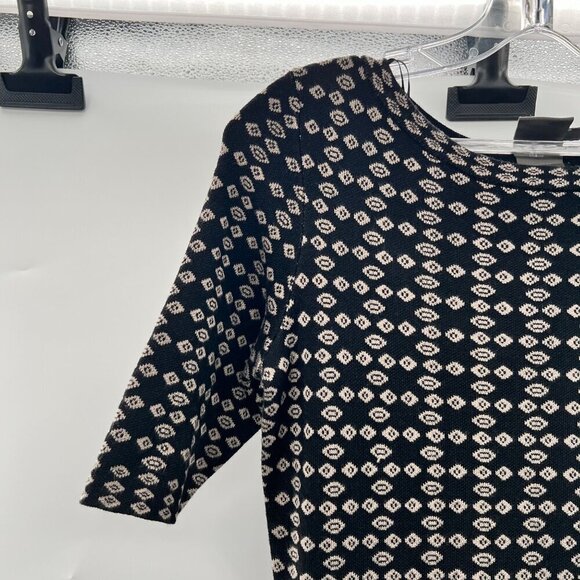 Taylor Women's Short Sleeve Ruffle Hem Sweater Dress Black/Beige Size Small - Picture 3 of 9